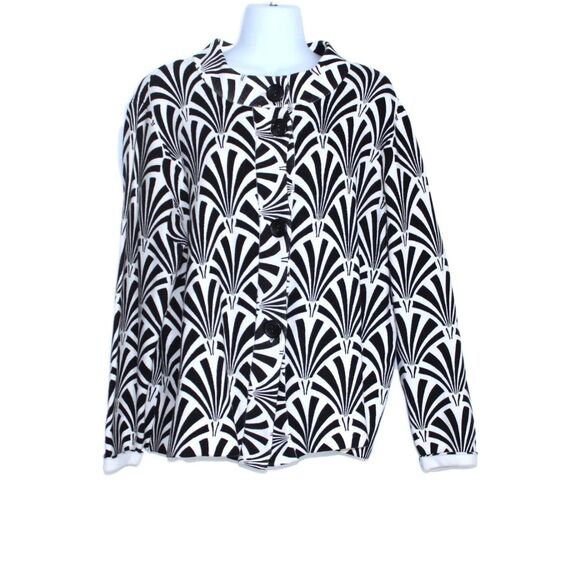 Chico's Jacket Black & White Knit Button Front Size 3 US XL - Picture 1 of 4